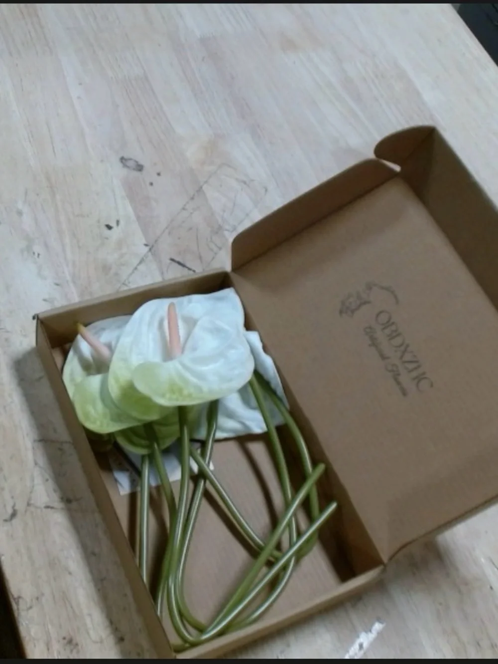 NIB Anthurium Faux Florals Real Touch 6 Pcs White,Centerpiece,Bouquet,Vase